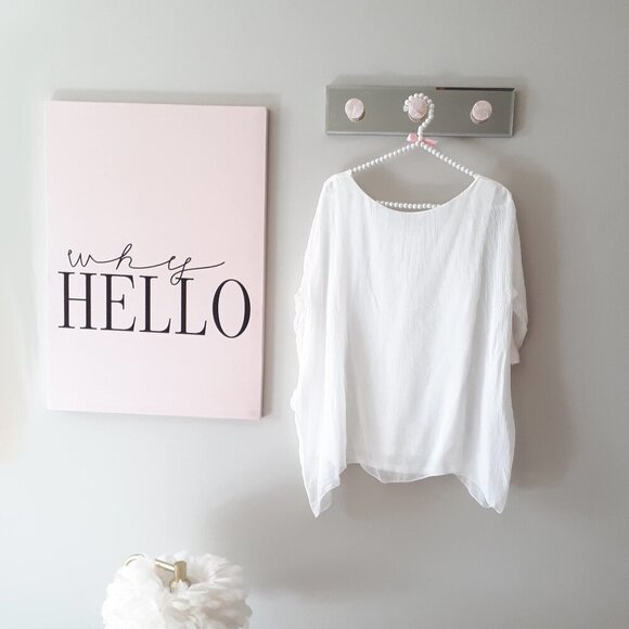 EUC Tendenze white silk t-shirt blouse, L - Picture 10 of 11